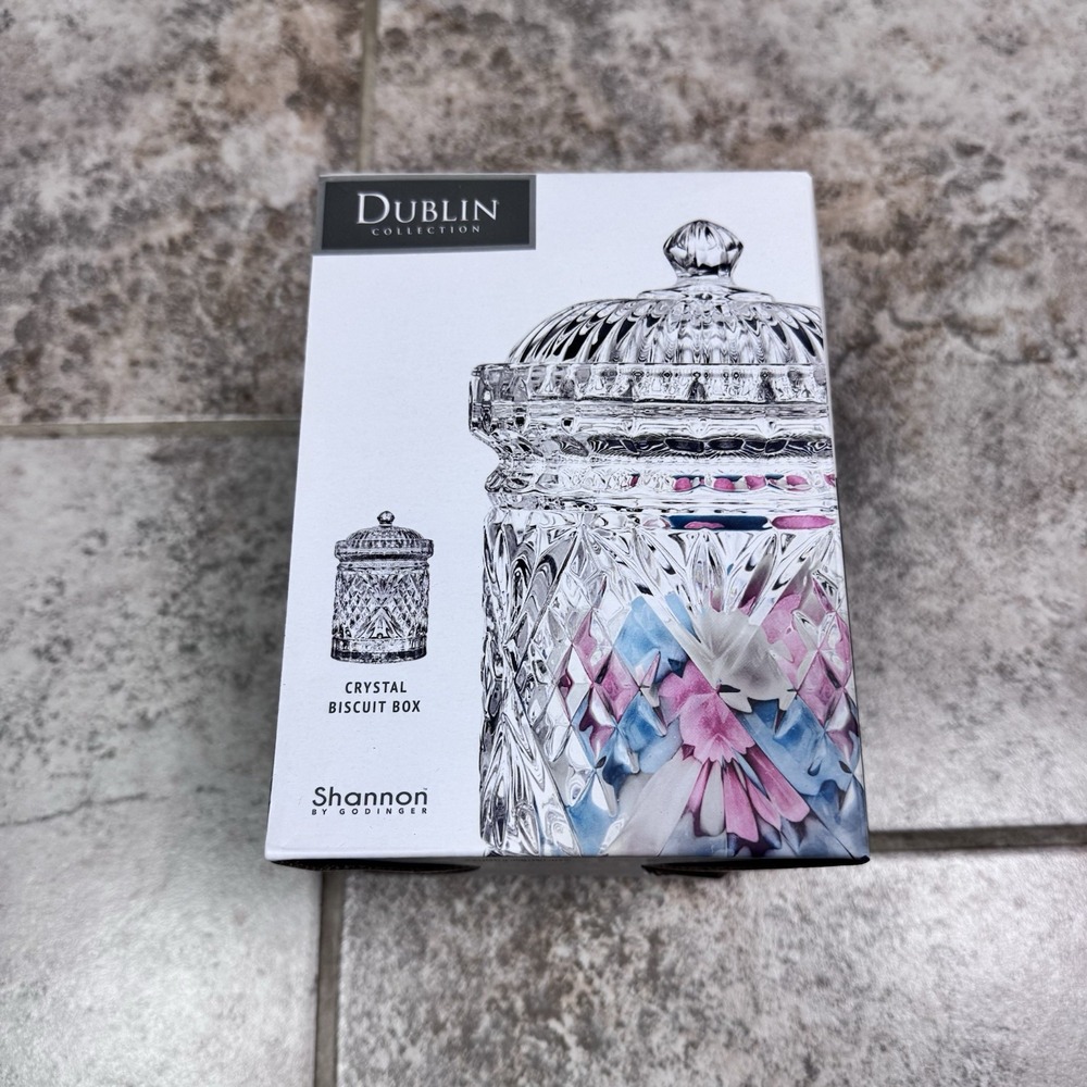 Dublin Collection Shannon by‎ Godinger Crystal Biscuit Box 4.5" Diameter